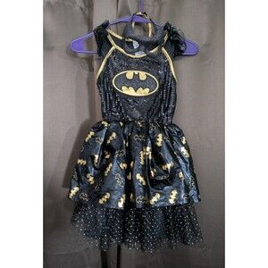 Girls Medium DC Batgirl Halloween Costume w/Cape and Mask Sequins & Glitter